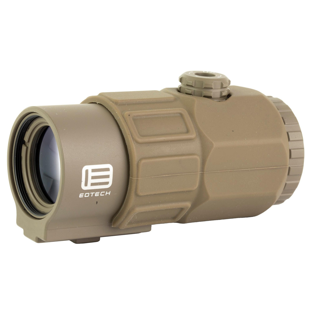 EOTECH G45.STS 5x Magnifier with Switch-to-Side Mount, tactical scope with dual control, desert tan finish, for precision shooting and tactical rifles.