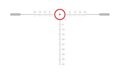 EOTECH Vudu 1-10x28mm SR4 MOA Scope - Precision Tactical Optic in Tan, image of the scope's reticle with magnification and measurement markings.