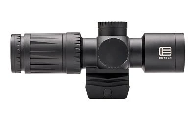 EOTECH Vudu 3-9x32 SFP Scope - Compact HC1 MOA Riflescope for Precision Shooting, side view of a black riflescope with adjustable magnification rings, turret controls, and EOTECH logo on a white background
