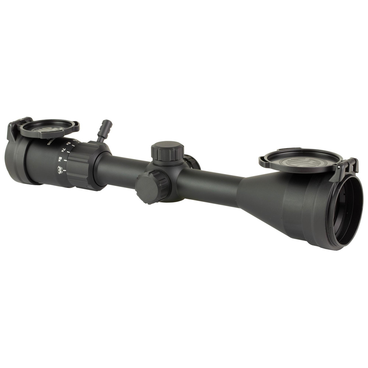 Sig Sauer SOBM33003 Buckmasters 3-9X50 Scope - BDC Reticle, Illuminated Precision for Hunters, black rifle scope with adjustable zoom and lens covers.