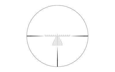 Riton Optics 5 Conquer 5-25x50 FFP Scope - 34mm Tube, R5 Zero Stop Turrets, Red Illumination showing a precision reticle with detailed markings for high accuracy and durability in long-range shooting.