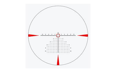 Riton Optics 5T110LFI23 1-10x24 Tactix First Focal Plane Scope - Daylight Bright Illumination, Capped Turrets, Waterproof & Shockproof, reticle view through scope with illuminated crosshairs for precise targeting.