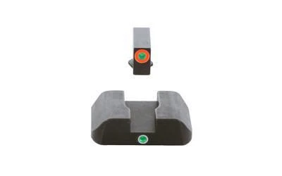 AmeriGlo - GL-5201 - Ameriglo I-dot For Glock Org/grn, close-up of a Glock sight with an orange and green dot for enhanced targeting.