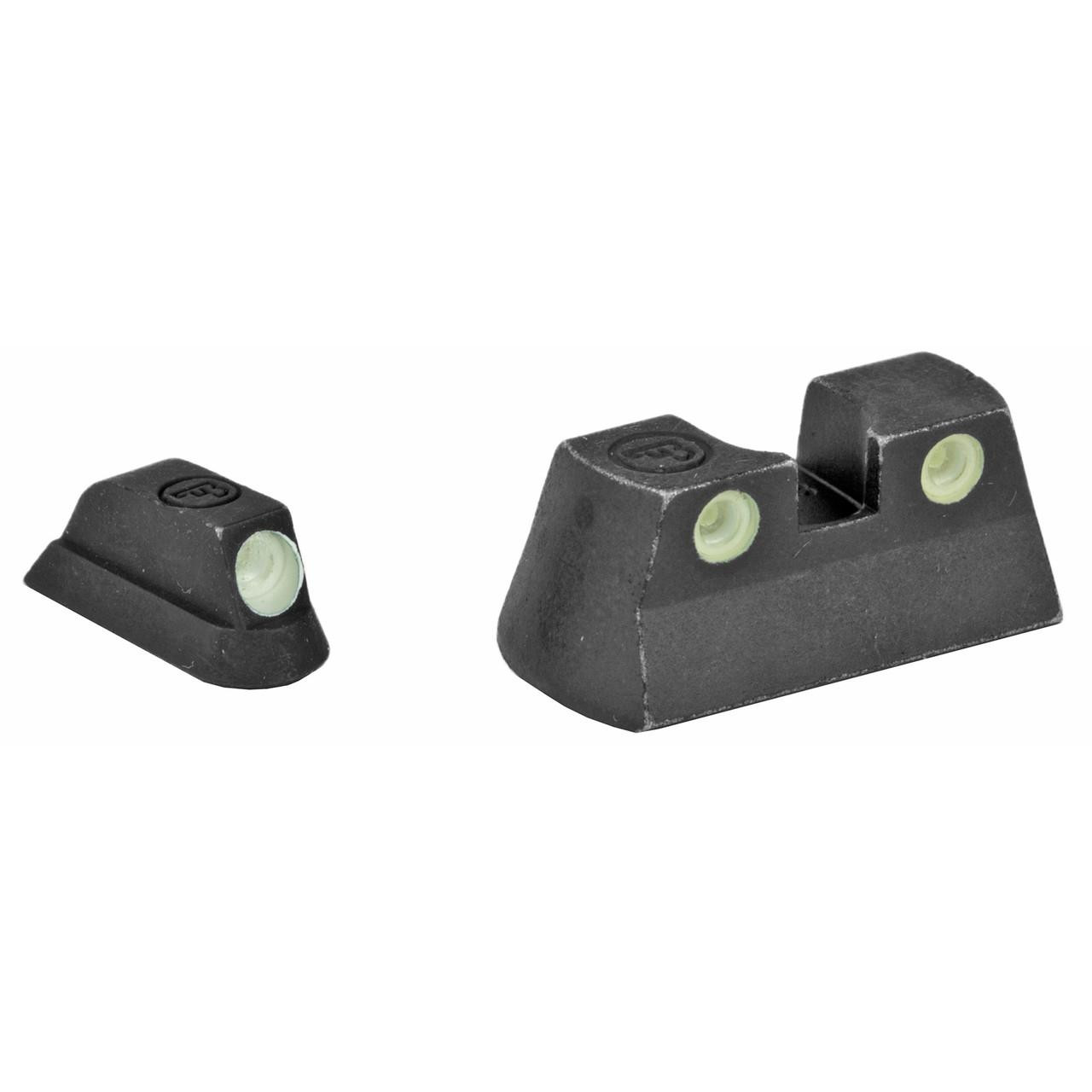 Meprolight 0177753101 TD CZ P01 Night Sights - Self-Illuminated Low-Light Accuracy for Firearms, black low-profile sight components with green luminescent inserts.