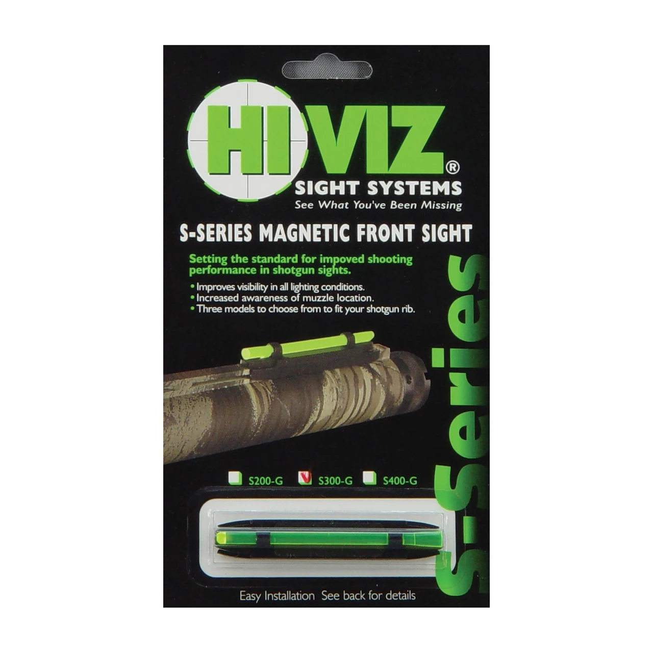 Hi-Viz S300-G Narrow Magnetic Shotgun Sight Green LitePipe