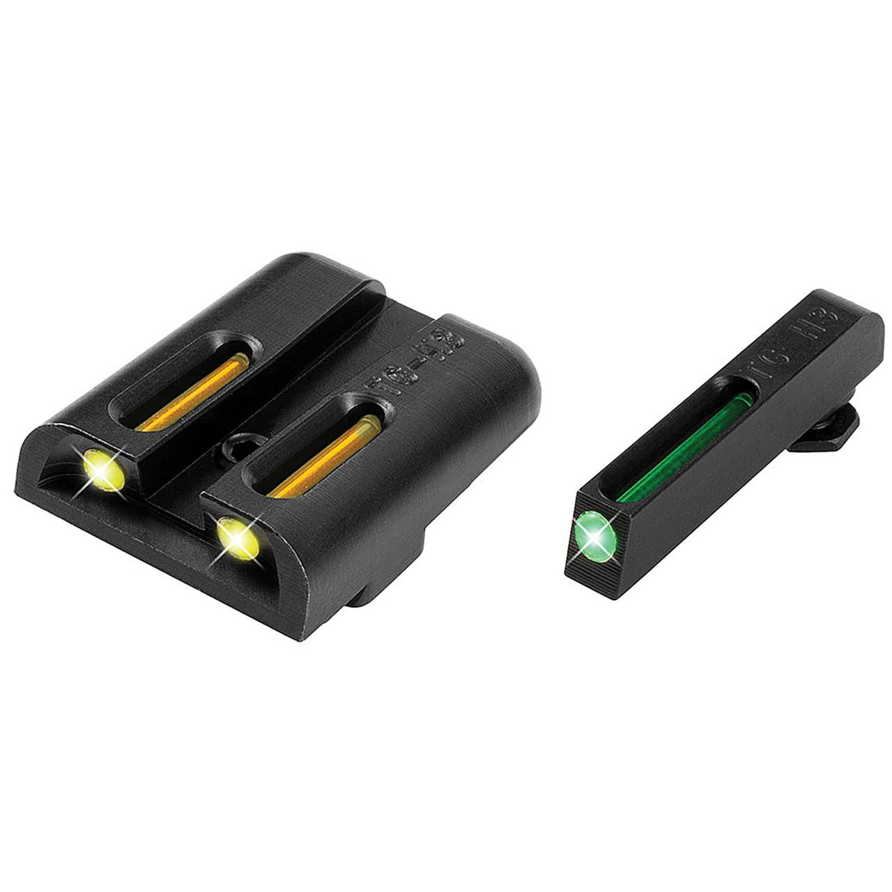 TRUGLO TFO Tritium Fiber Optic Handgun Sight, black handgun sight with green and yellow fiber optic illumination for improved day and night visibility.