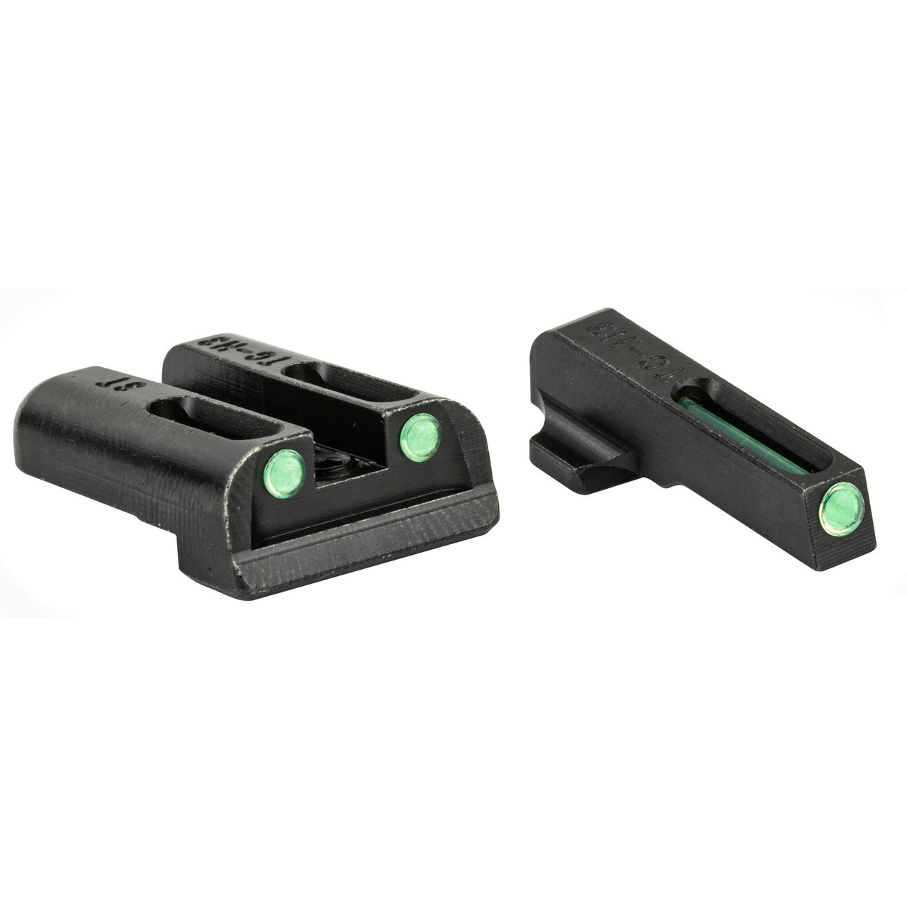 TRUGLO TG-TG131ST2 TFO Tritium Fiber-Optic Night Sights, black fiber-optic sights with green illuminated dots for enhanced visibility in day and night shooting conditions.