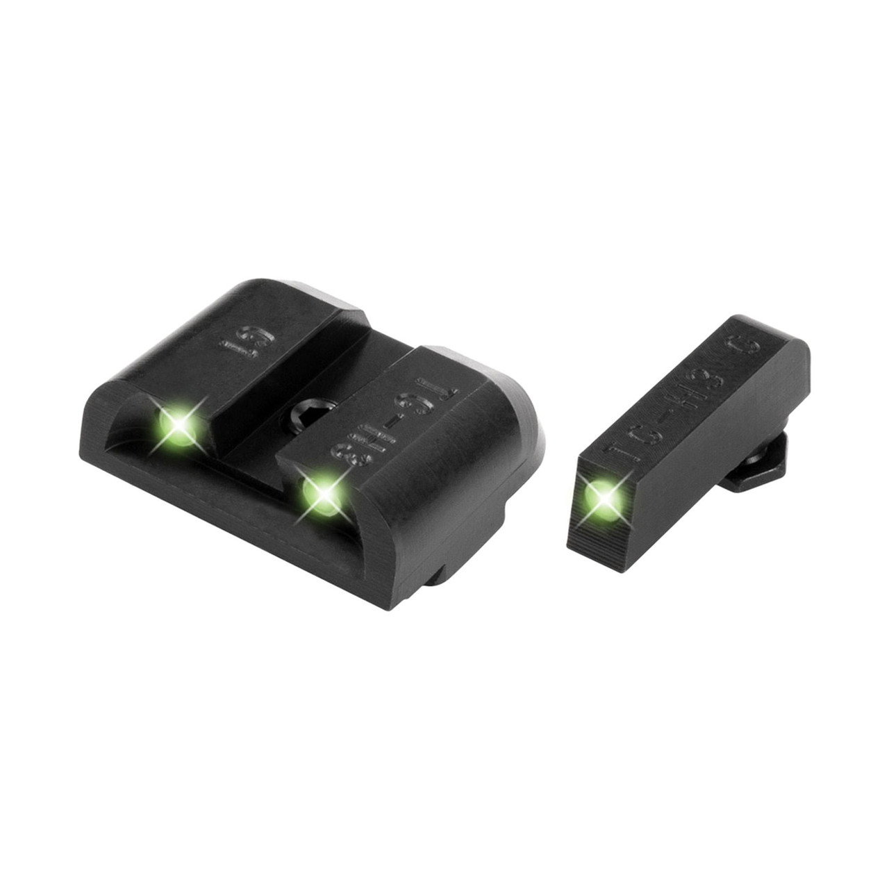 TRUGLO TG-TG231G1 Tritium Night Sights - Bright Green Dot Sights for Handguns, No Battery Required, Snag-Resistant Design, in black with luminous green dots for improved aiming.