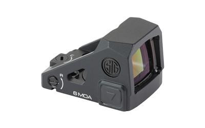 Sig Sauer SIG ROMEO-MDC COMP 6 MOA RD BLK, tactical red dot reflex sight with compact design and adjustable features.