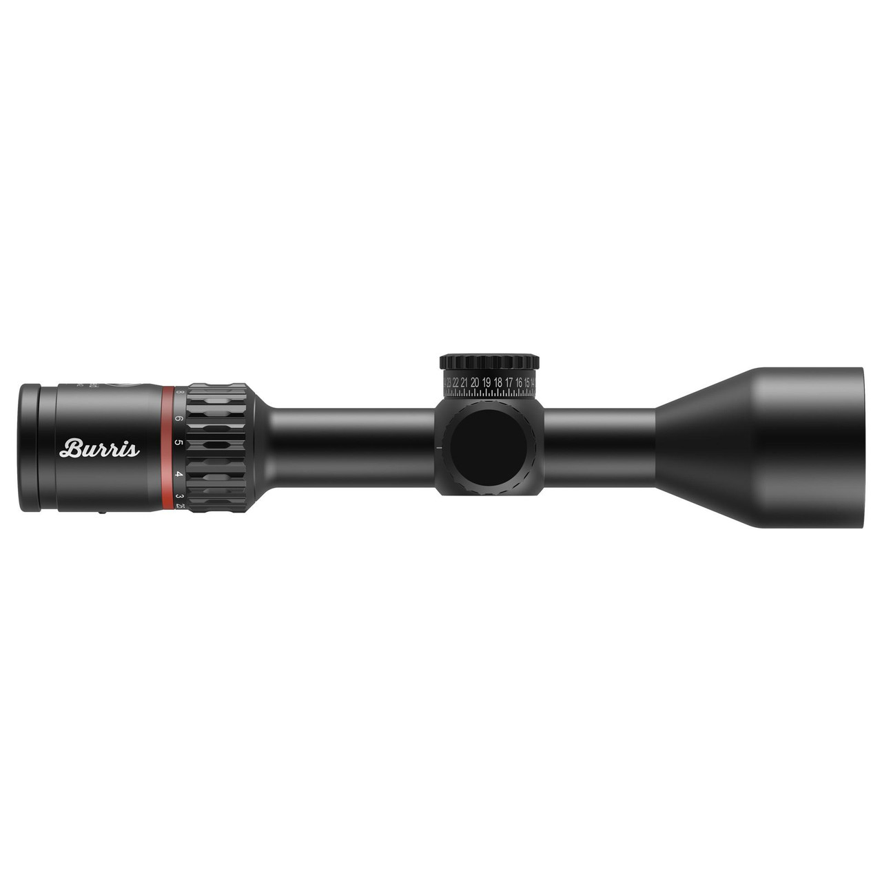 Burris Optics Fullfield 201511 Riflescope - 4X Zoom, Illuminated Reticle & High-Performance Glass for Accurate Shooting, product image of a black riflescope with adjustable magnification and illumination features