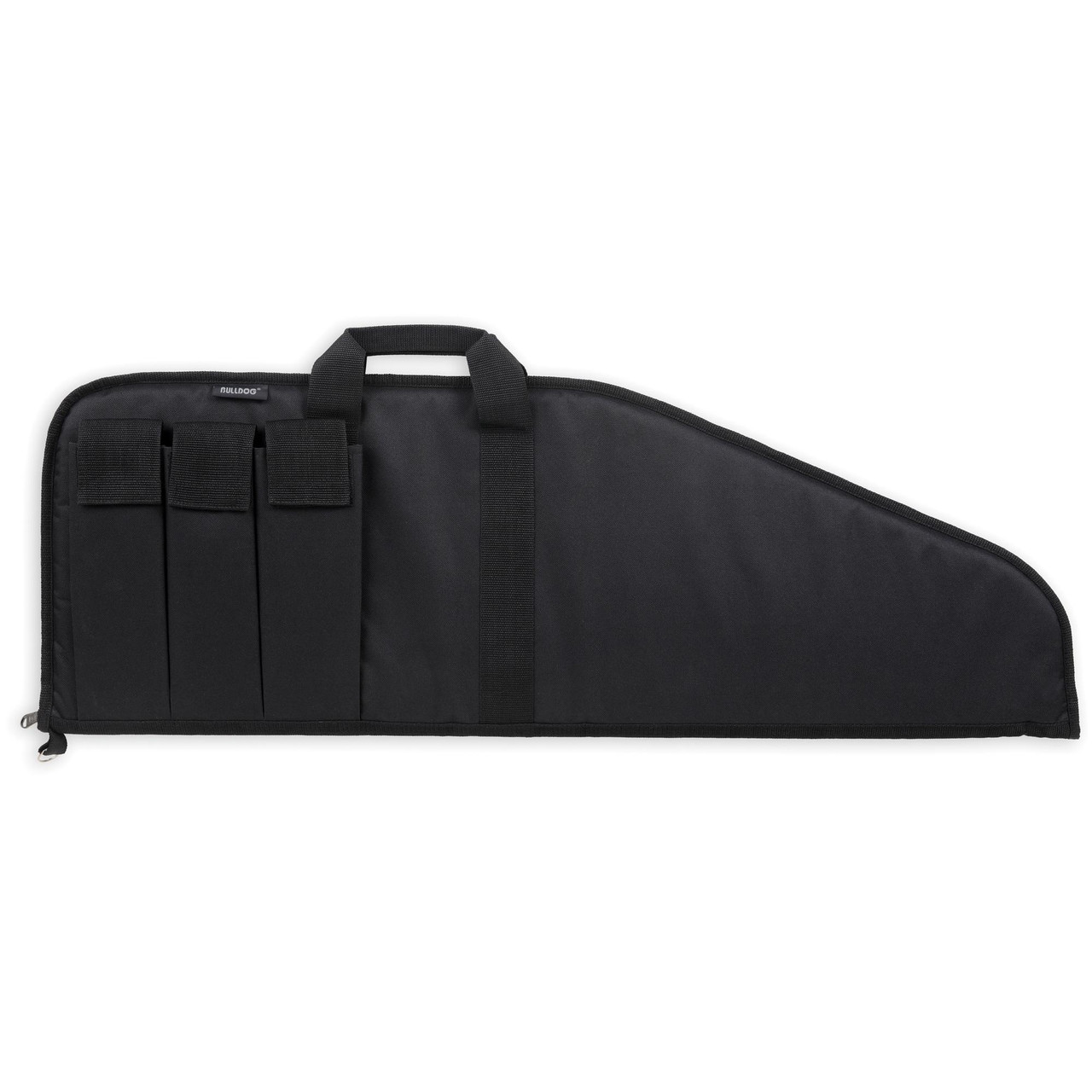 Bulldog Cases BD499-43, black water-resistant gun case with multiple magazine pouches and carrying handles, designed for durable firearm storage.
