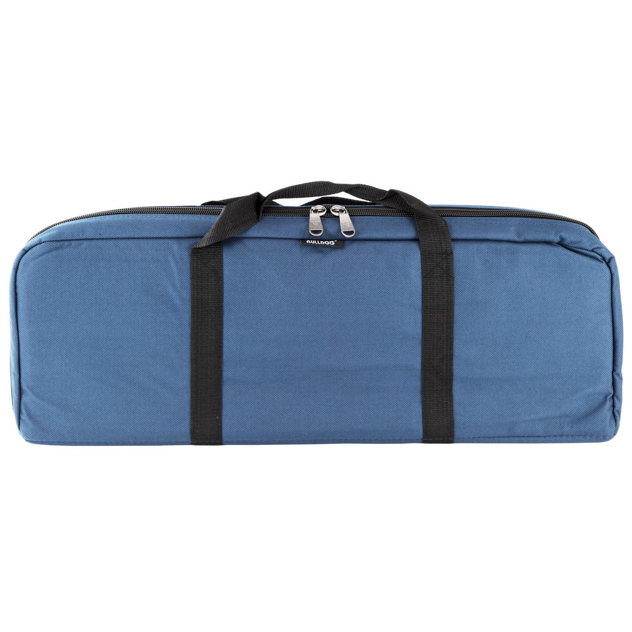 Bulldog Cases BD475 Tactical Gun Case with Padded Divider & Wrap-Around Carry Handles, blue gun case with black straps and zipper.