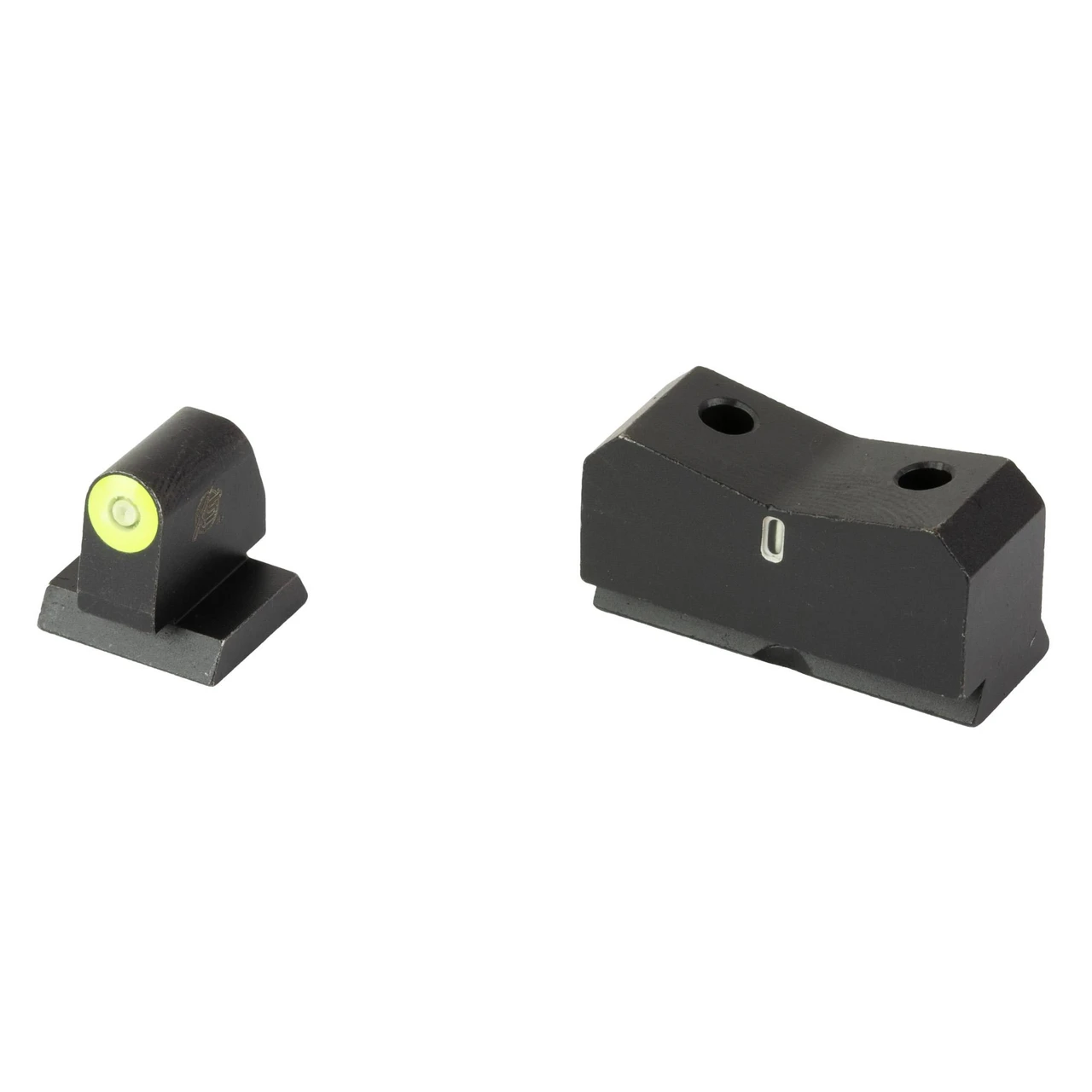 XS Sights MR-X001S-5Y DXT2 Tritium Night Sights for EDC Pistols, high-visibility glow dot design, black metal sights with luminous green dots for enhanced night visibility.