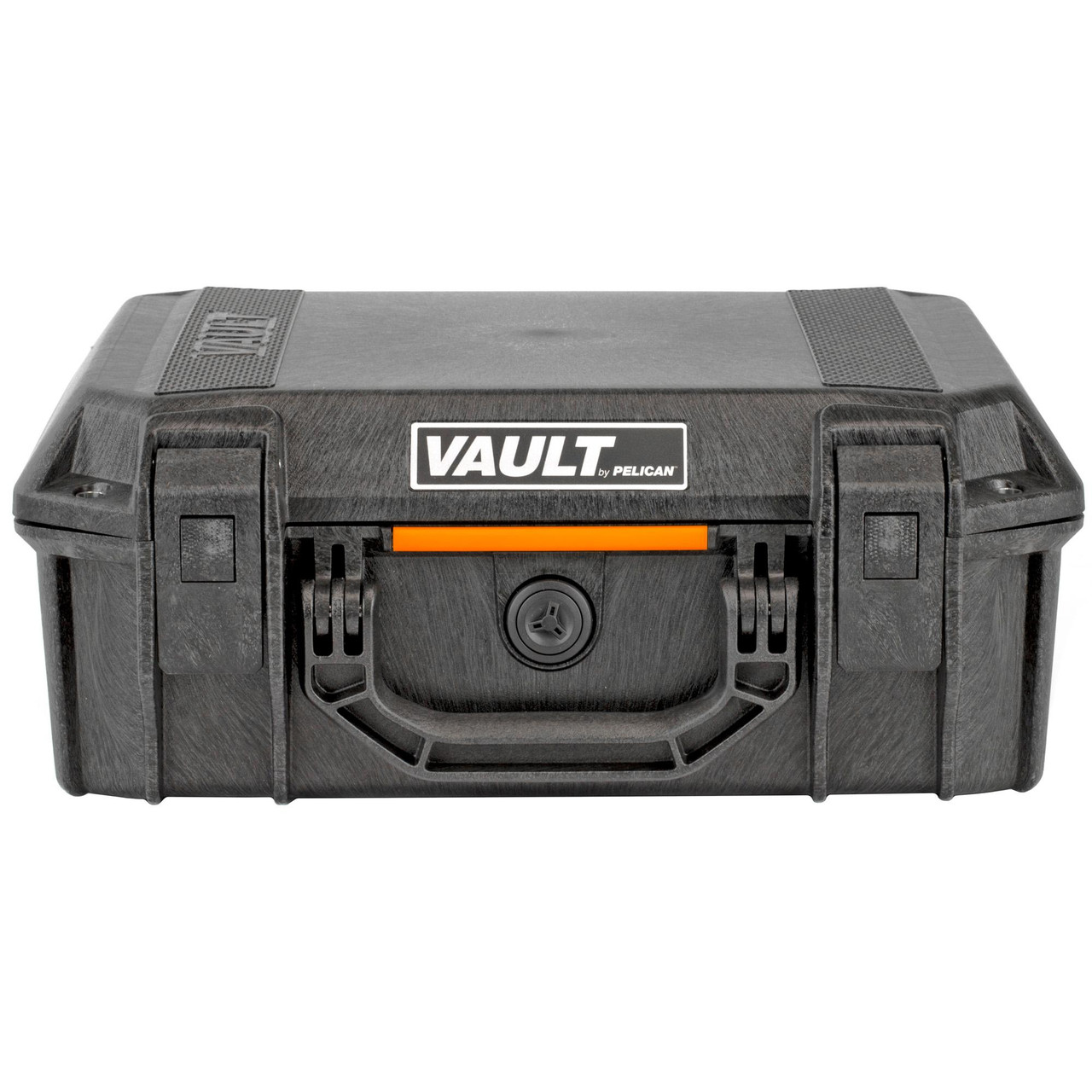 Pelican Vault VCV200-0000-BLK Gun Case, a durable black weather-resistant hard case with high-impact protection for handguns, featuring a secure latch system and ergonomic handle.