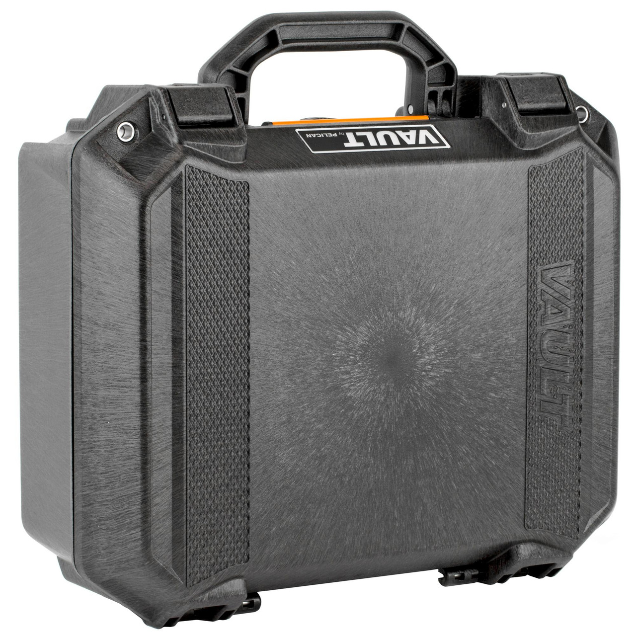 Pelican Vault VCV200-0000-BLK Gun Case, black weather-resistant hard case with high-impact protection for handguns, featuring rugged construction and secure latches.