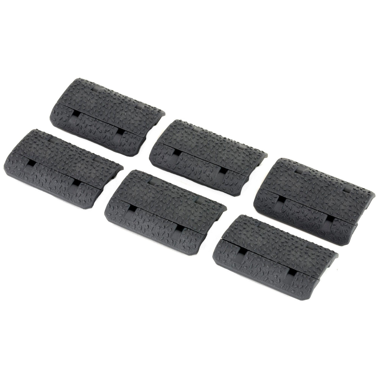 Magpul Industries MAG603-GRY M-LOK Type 2 Low-Profile Rail Covers - Six Panel Grip Enhancer with Custom Color Options, black textured rail covers for firearm M-LOK systems.