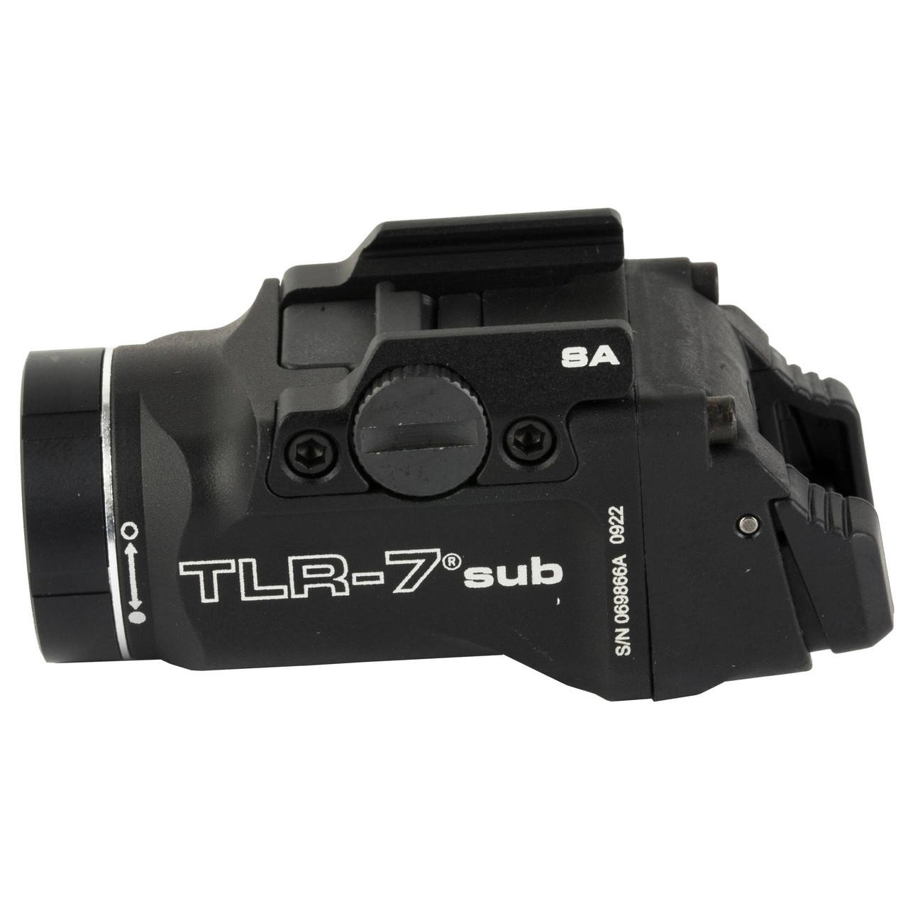 Streamlight TLR-7X Sub Weapon-Mounted Tactical Light, compact and lightweight with ambidextrous switch and strobe mode for tactical use.