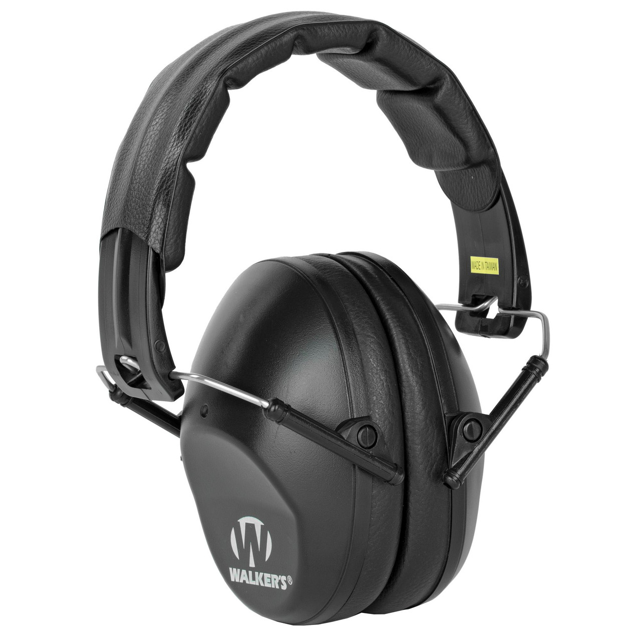 Walker’s GWP-FPM1, professional noise-canceling safety earmuffs with adjustable headband and cushioned ear cups for hearing protection in industrial environments.