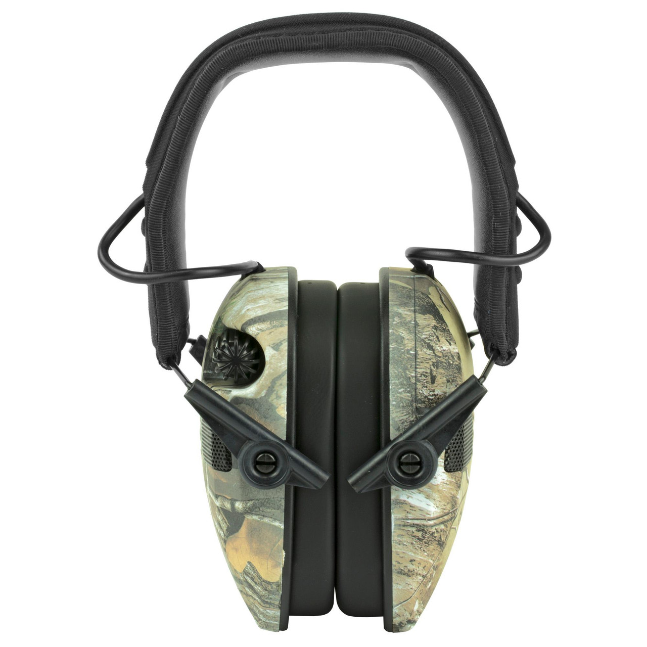 Walker's GWP-RSEQM-CMO Hearing Protection Muffs, camouflage ear muffs with adjustable headband designed for shooting enthusiasts.