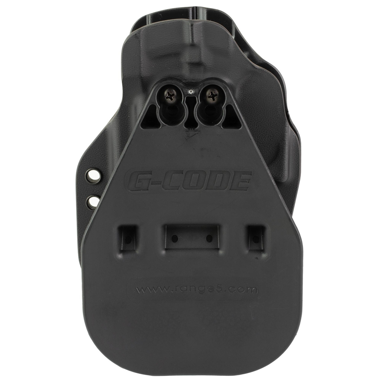 G-Code GPC-K01-102 Tactical Holster for Glock 17/47/49, black Prime Carry Holster with precision fit and no rattle, shown attached to a gun with durable materials and adjustable features.