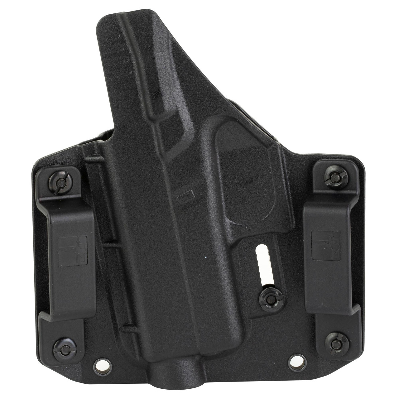 Bravo Concealment BCA OWB Holster - BC10-1028, black outside waistband concealed carry holster with adjustable retention and quick draw feature for perfect fit, comfort, and easy access.