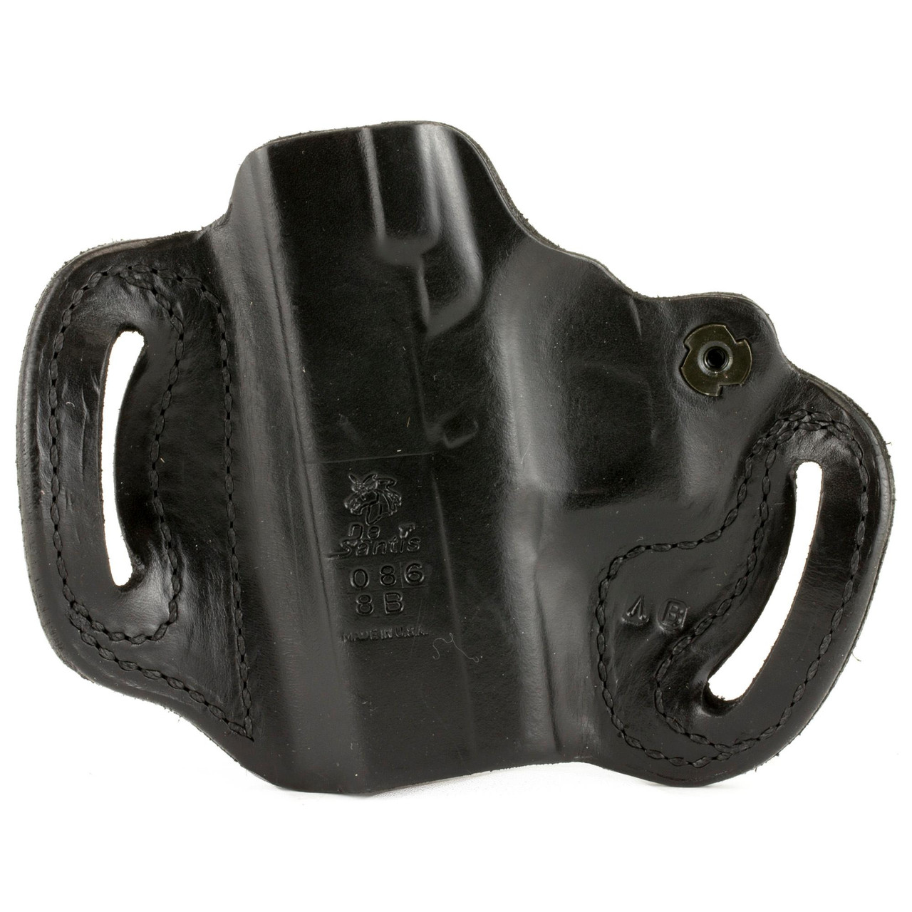 DeSantis Gunhide Mini Slide Holster 086BA8JZ0 - Premium Leather, Adjustable Tension, Quick Draw for Pistols, black leather holster with open design and belt slots