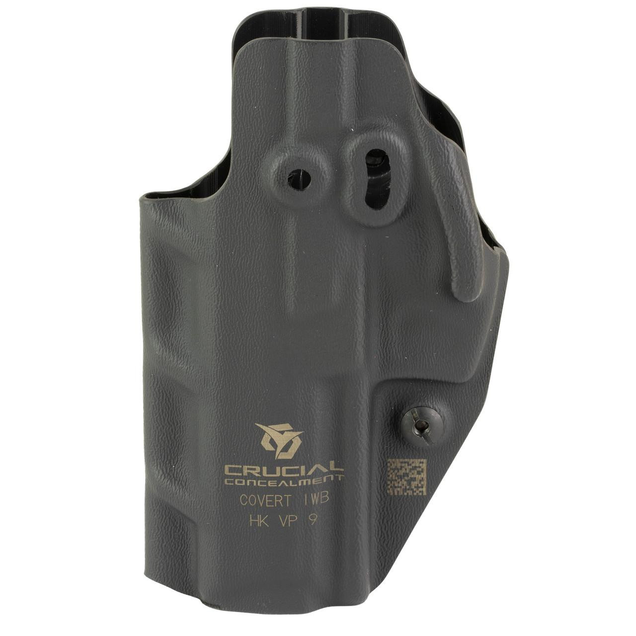 Product Crucial Concealment CRUCIAL AMBI COVERT IWB HK VP9 BLK, black inside-the-waistband holster for HK VP9 pistol.