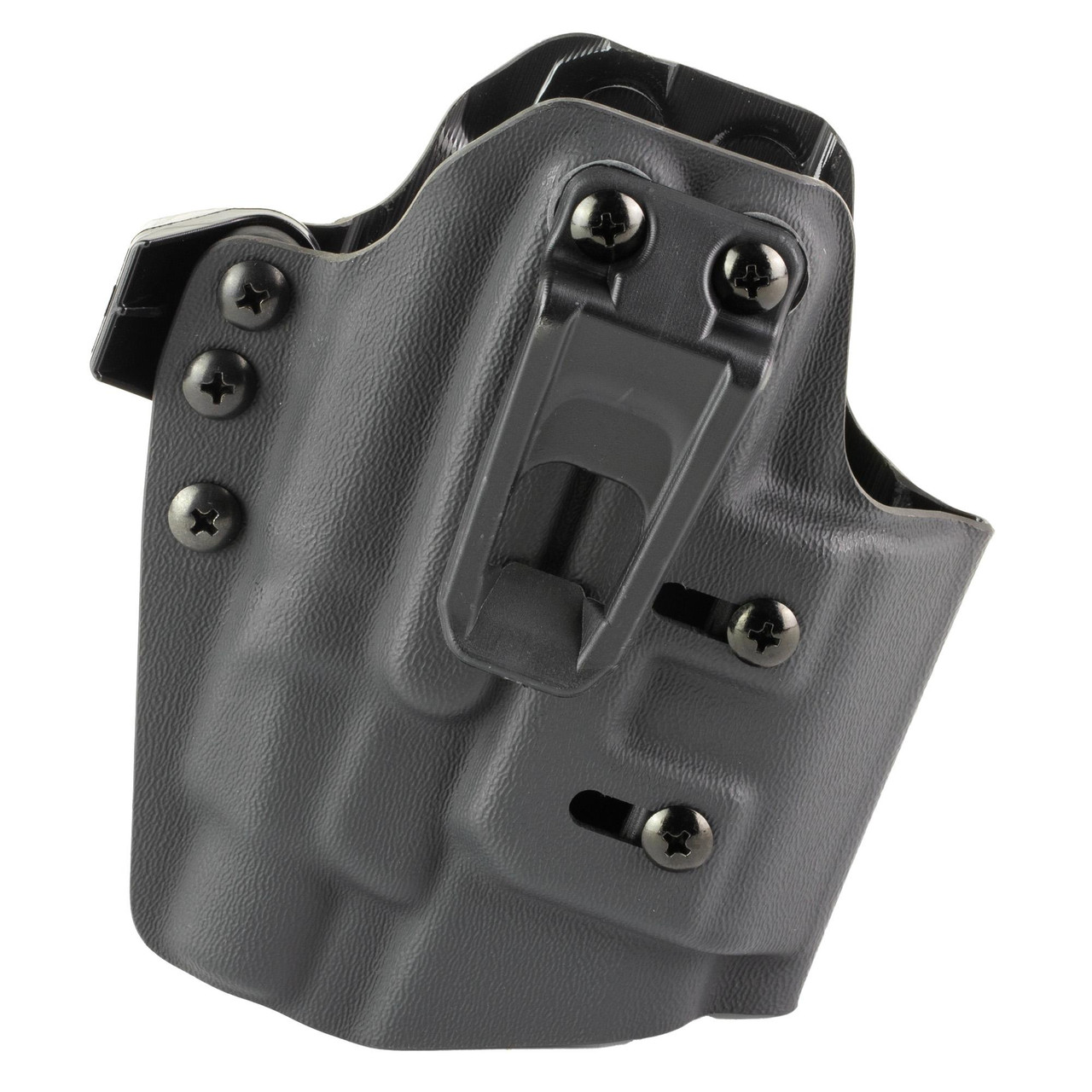 Crucial Concealment 1399 Universal Light Holster for Glock 19, P320 C, & VP9, close-up view showing adjustable retention and concealment features for secure and discreet carry.