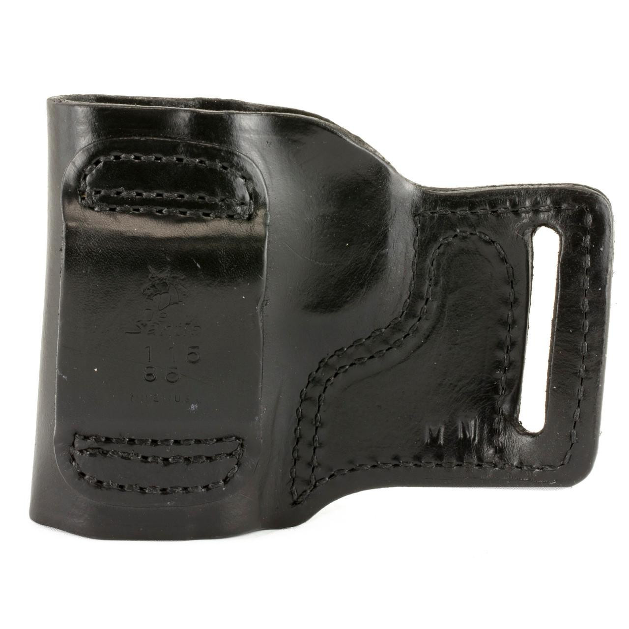 DeSantis Gunhide DESANTIS E-GAT 1911 RH BLK, black leather right hand holster for 1911 pistols with adjustable retention strap.