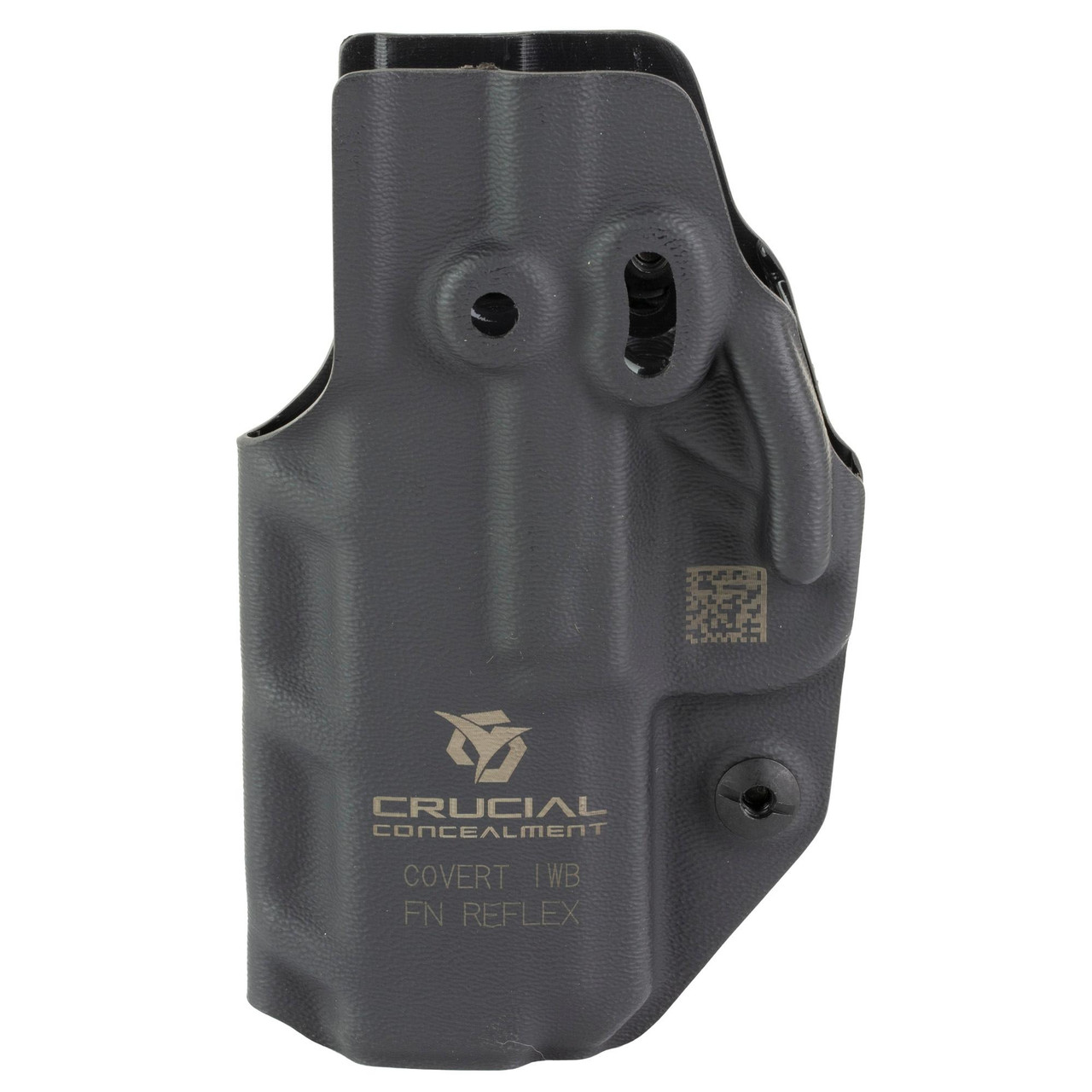 Crucial Concealment 1314 IWB Holster, ambidextrous, optics compatible, adjustable retention, low profile design, black holster for concealed carry.