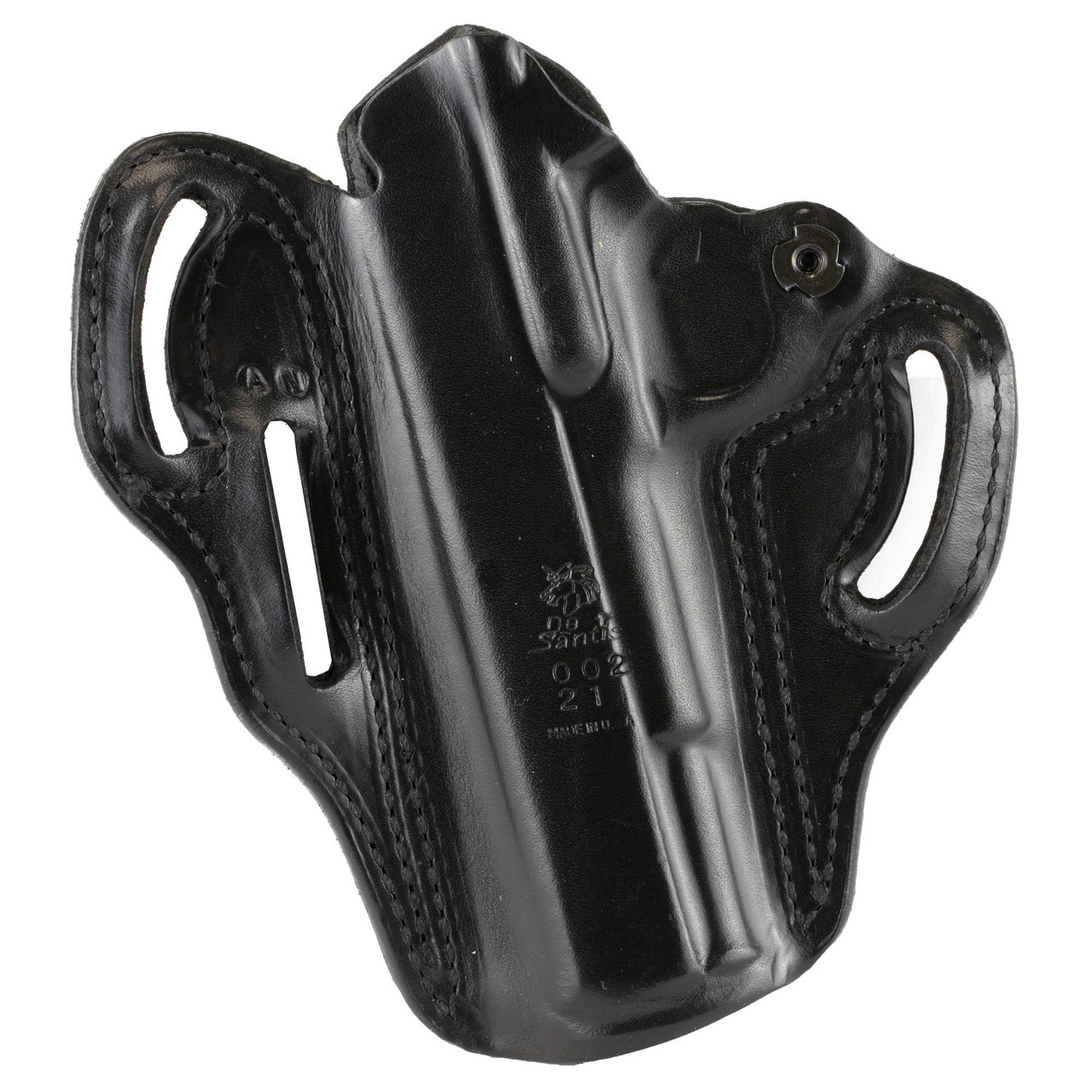 DeSantis Gunhide Speed Scabbard - Model 002BA21Z0, open top holster with high retention and quick draw, black leather with reinforced stitching and precise fit for secure and easy access.