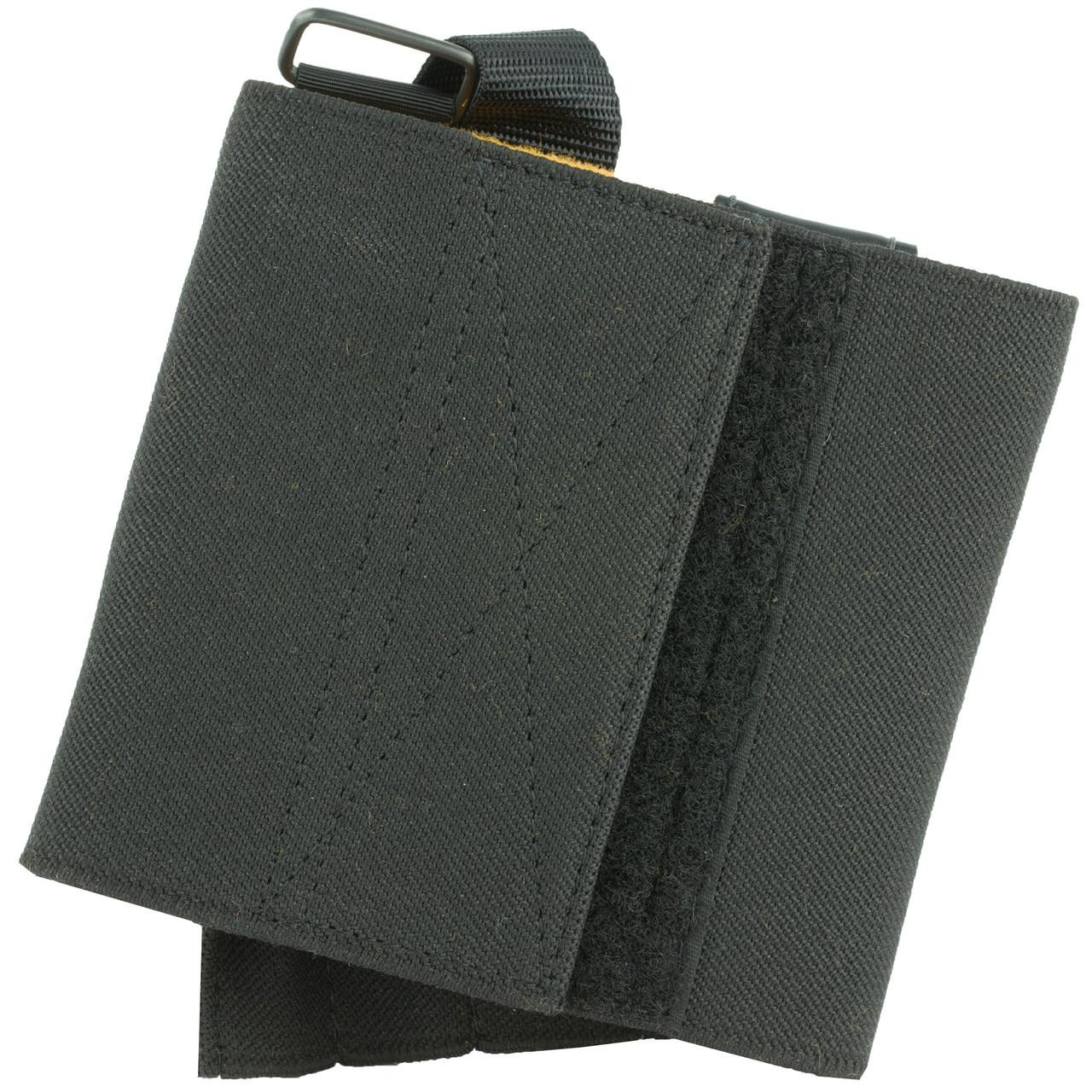 DeSantis Gunhide DESANTIS APACHE SM FRM REV RH BLK, black holster with adjustable strap and Velcro closure for convenient carry and quick draw.