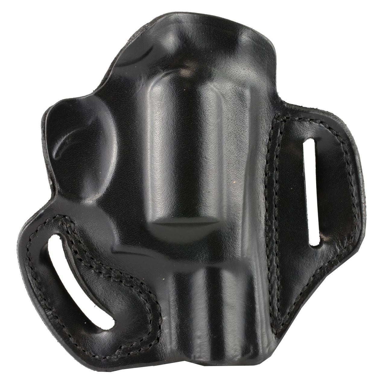 DeSantis Gunhide DESANTIS SPD SCBRD CT DT SPL RH BLK, black leather gun holster with a molded design, for right-handed carry, featuring cutouts for the trigger guard and mounting slots.