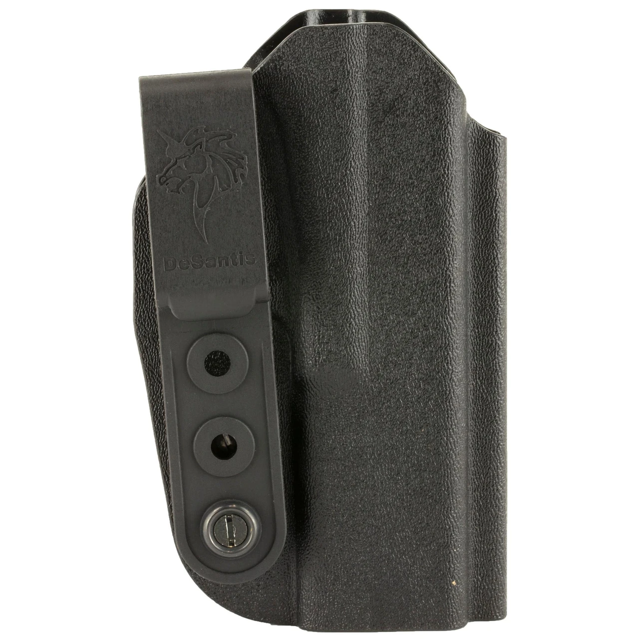 DeSantis Gunhide Slim-Tuk IWB Holster 137KJB2Z0, ambidextrous Kydex carry holster with adjustable C-clip for secure and comfortable concealed carry.