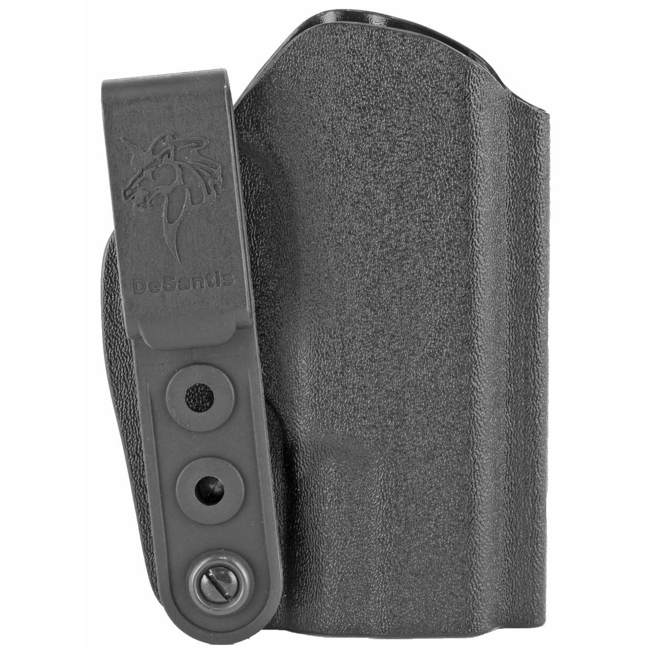 DeSantis Gunhide DESANTIS SLIM-TUK M&P45 SHIELD AM BK, black tactical holster for Smith & Wesson M&P45 Shield pistol.