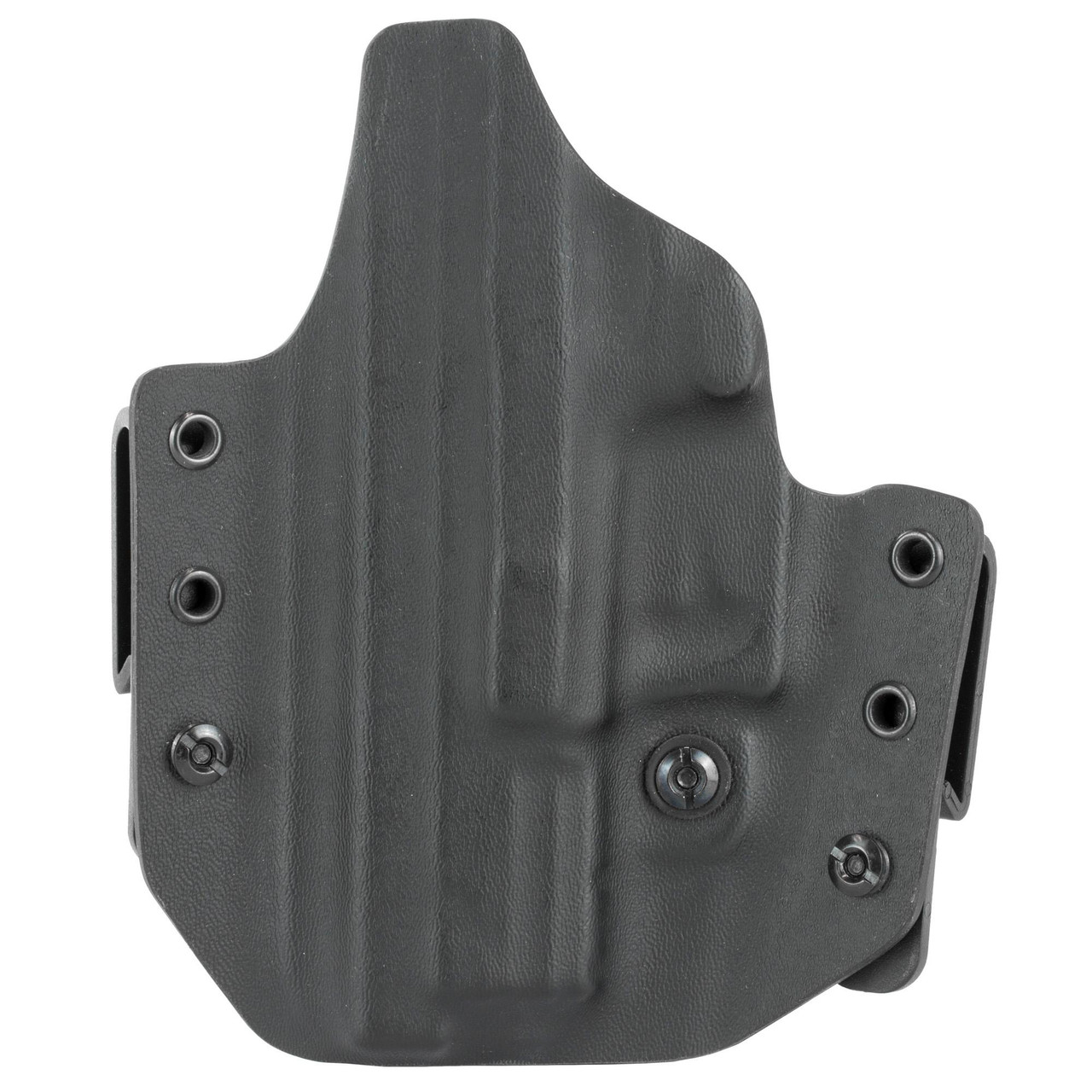 L.A.G. Tactical Defender Holster 3010, black tactical belt holster designed for versatile IWB and OWB carry with adjustable retention and a lifetime warranty.