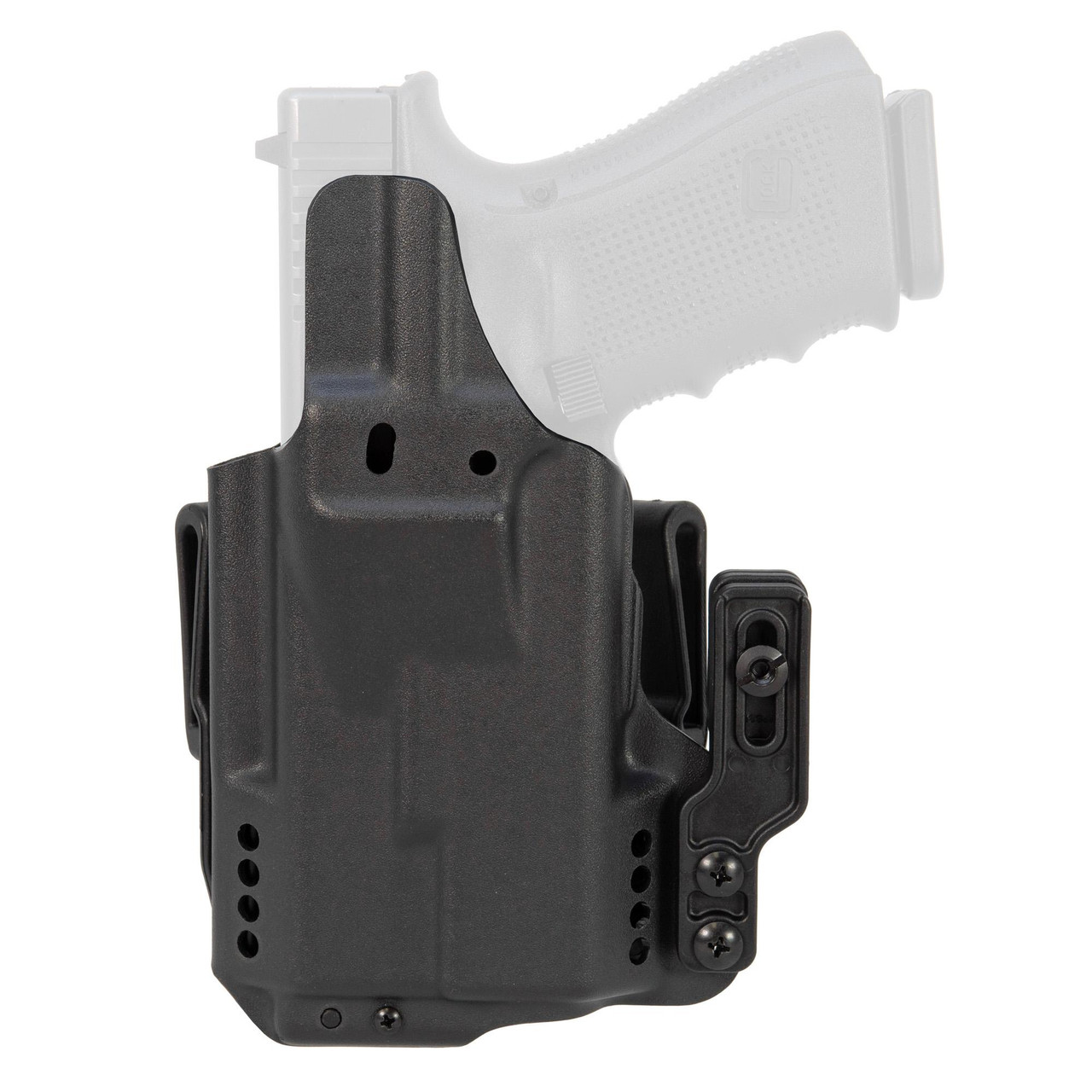 Mission First Tactical H5-GL-1-WL-7 Pro Series IWB Holster, black tactical inside and outside waistband carry holster with magnetic retention and tuckable clips designed for secure and versatile handgun concealment.