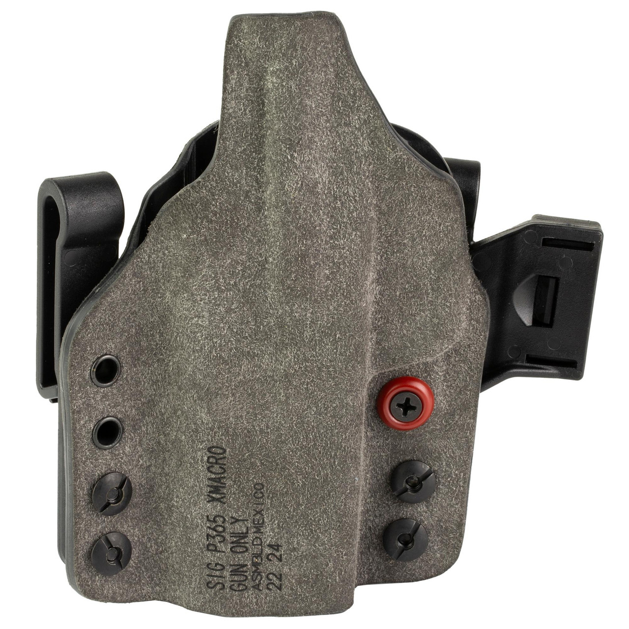 Safariland 1335538 Incog X IWB Holster for Red Dot Sights, showing a durable Boltaron design with an adjustable clip for right-hand use, featuring a concealed carry firearm holster.