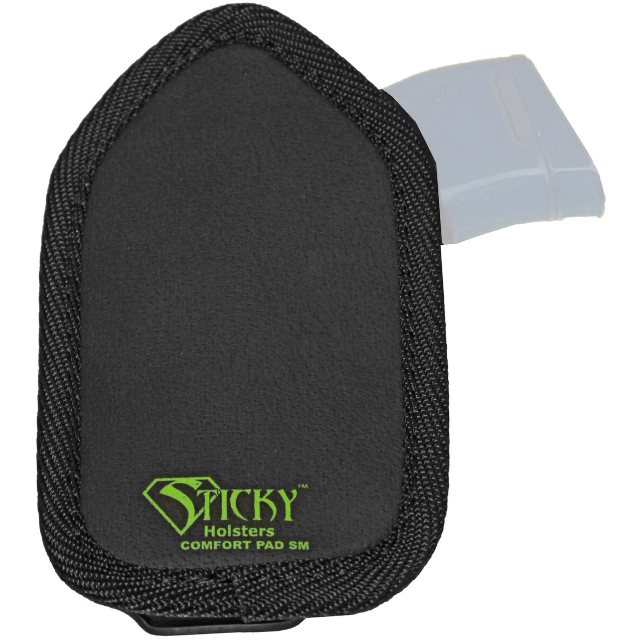Sticky Holsters Comfort Pad - Small, a cushion pad with black surface and textured edges designed for IWB Kydex holsters.