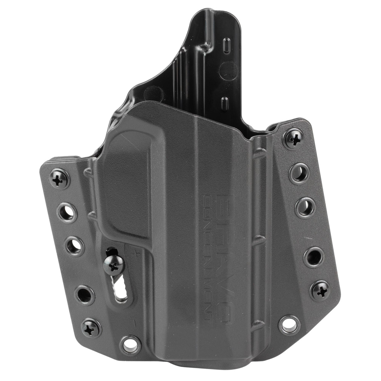 Bravo Concealment BC10-1036 Adaptive OWB Holster for Sig P365 X Macro - Ultimate Comfort & Concealability, black outside waistband holster with adjustable mounting options.