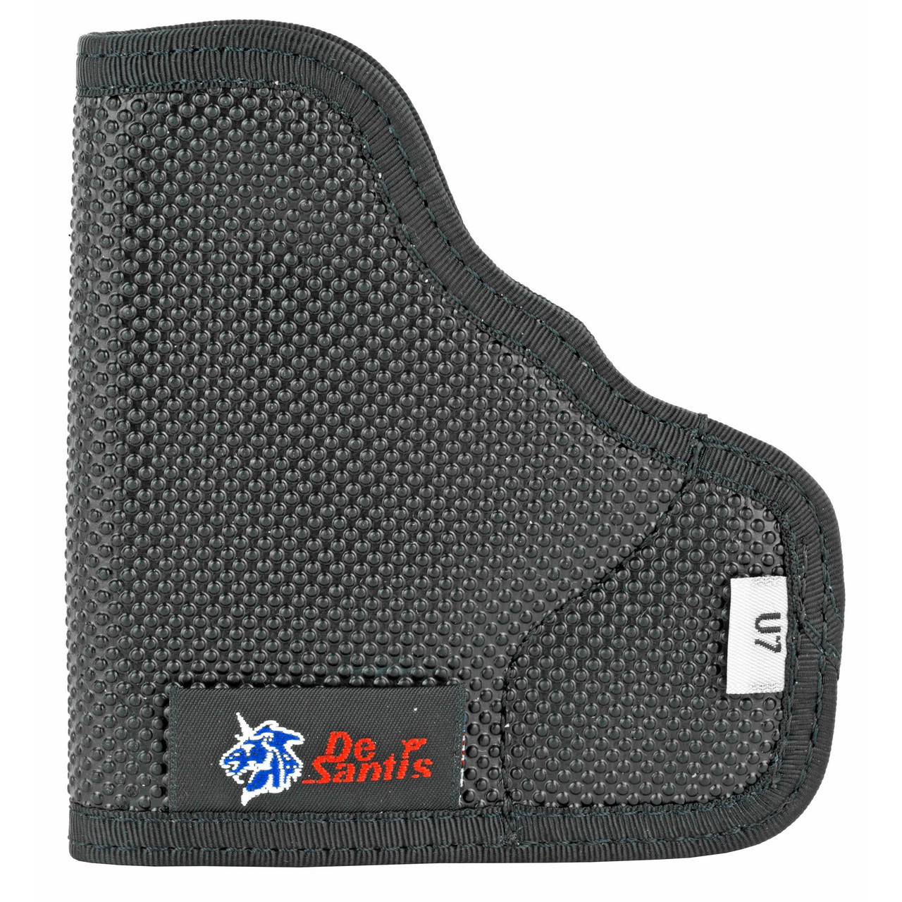 DeSantis Gunhide Nemesis N38BJU7Z0 Pocket Holster, black non-slip, low friction draw holster with textured surface and stitched trim for optimal performance.