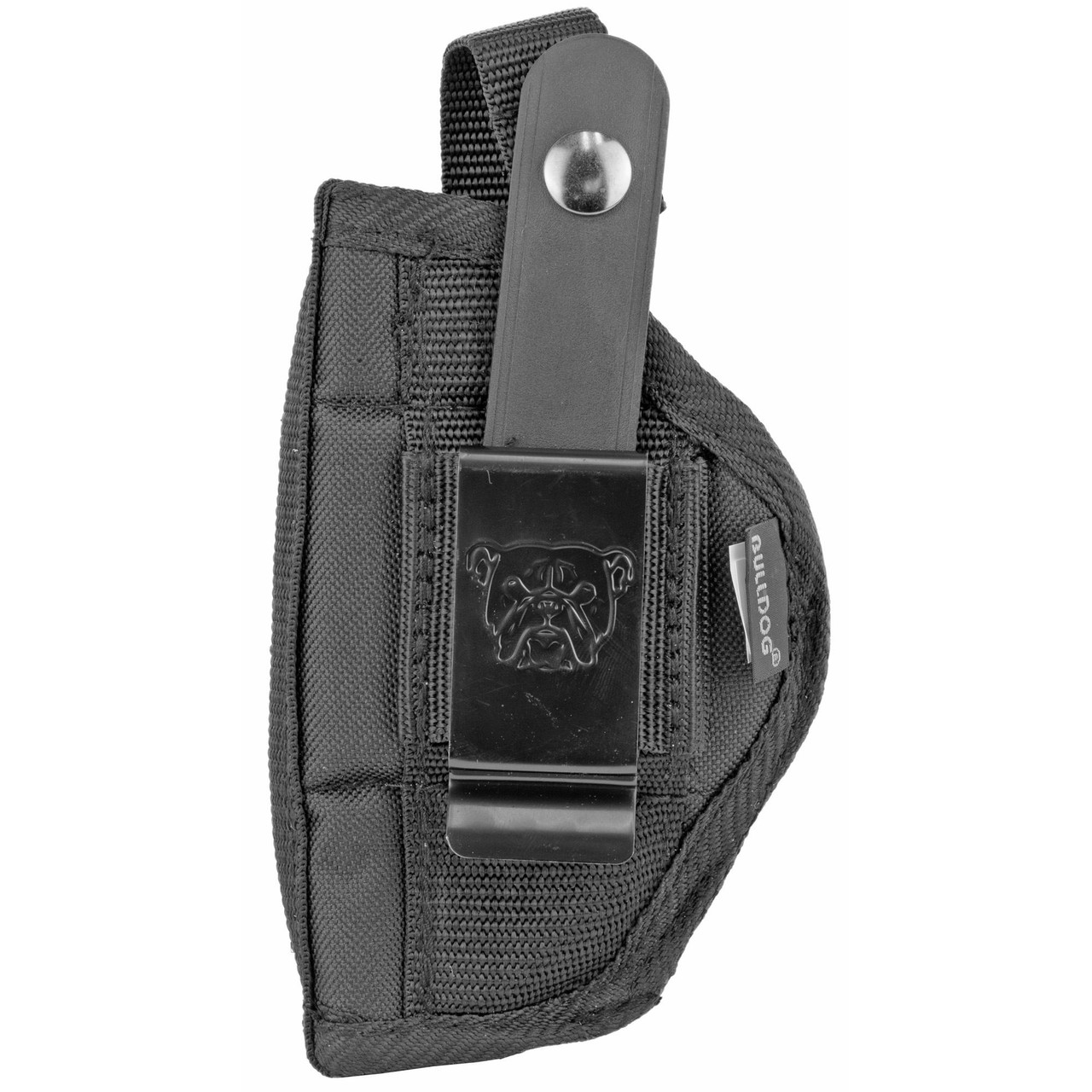 Bulldog Cases FSN-24, black tactical pistol holster with belt loop and Bulldog logo.