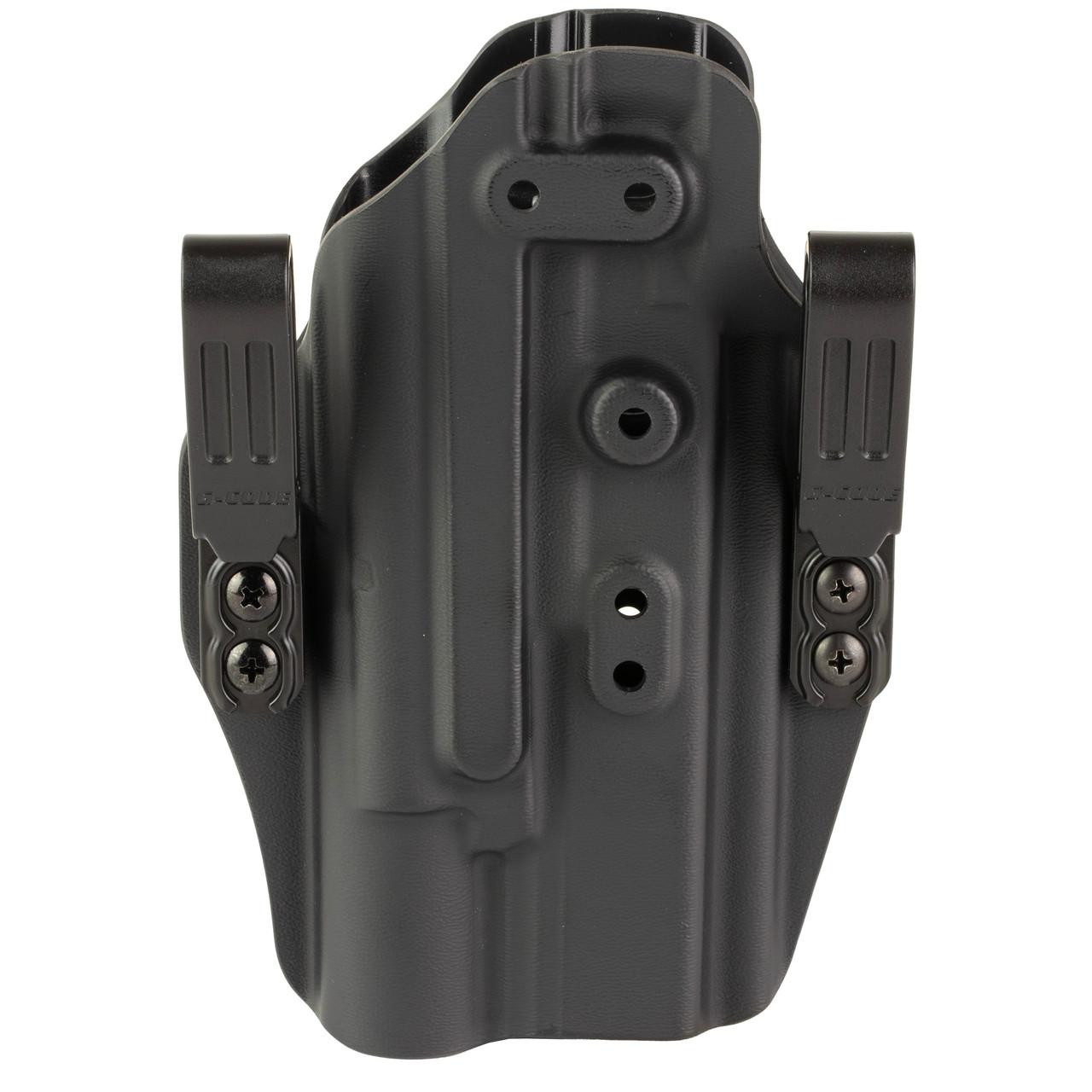 G-Code G-CODE PRIME CARRY FOR GLK 34 X300UB, a black leather gun holster with adjustable side clips for secure retention.