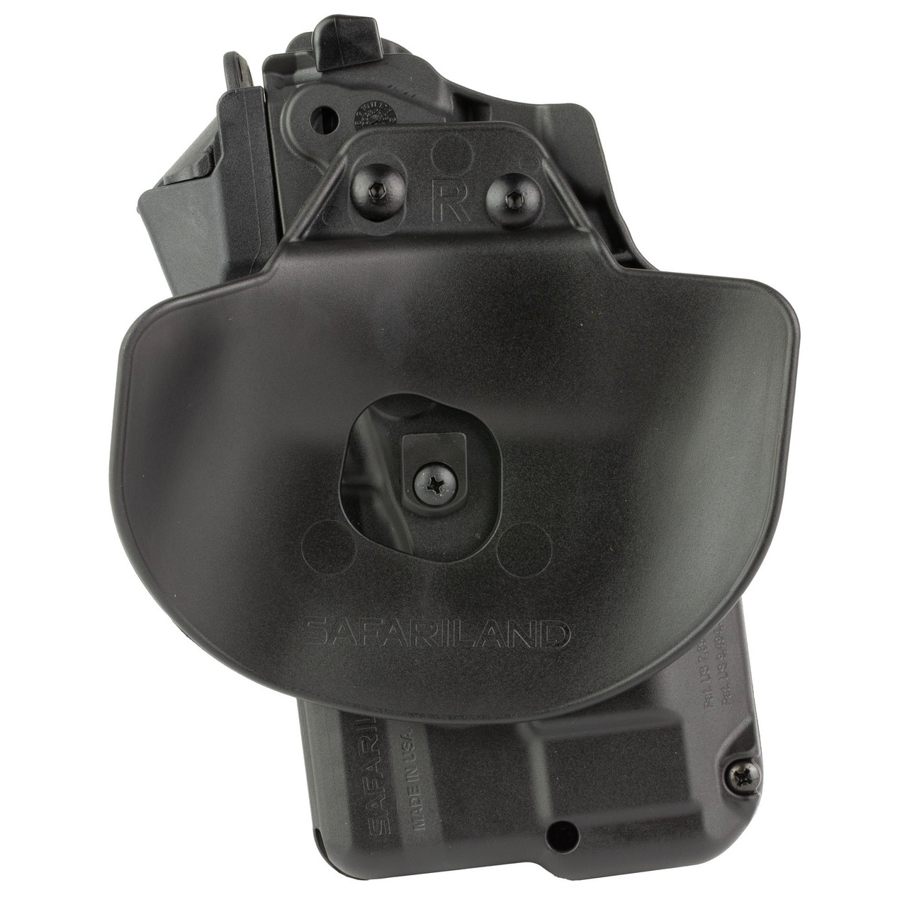 Safariland 7378RDS-4502-411 Holster for Sig P320, featuring Secure ALS Technology, Lightweight SafariSeven Material, right-handed, paddle and belt loop carry options, black tactical holster with quick release mechanism.
