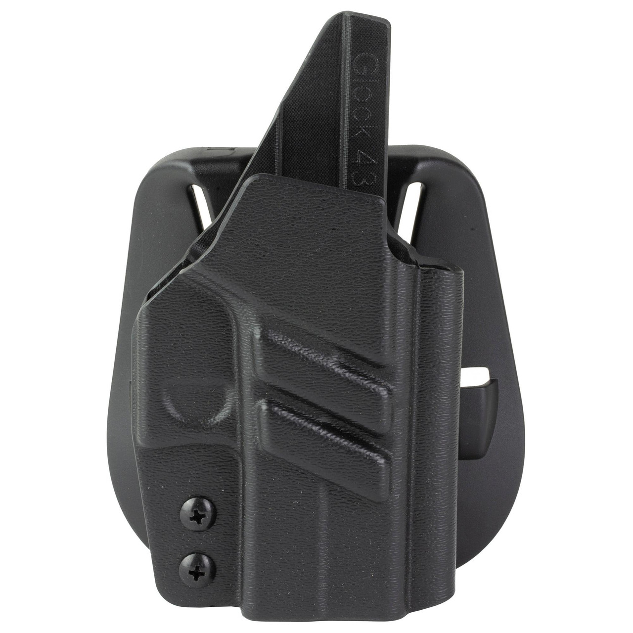 1791 Gunleather TAC IWB Holster for Glock 43X MOS - Adjustable Concealment with Kydex Retention, black leather and Kydex design, for concealed carry and secure firearm retention.