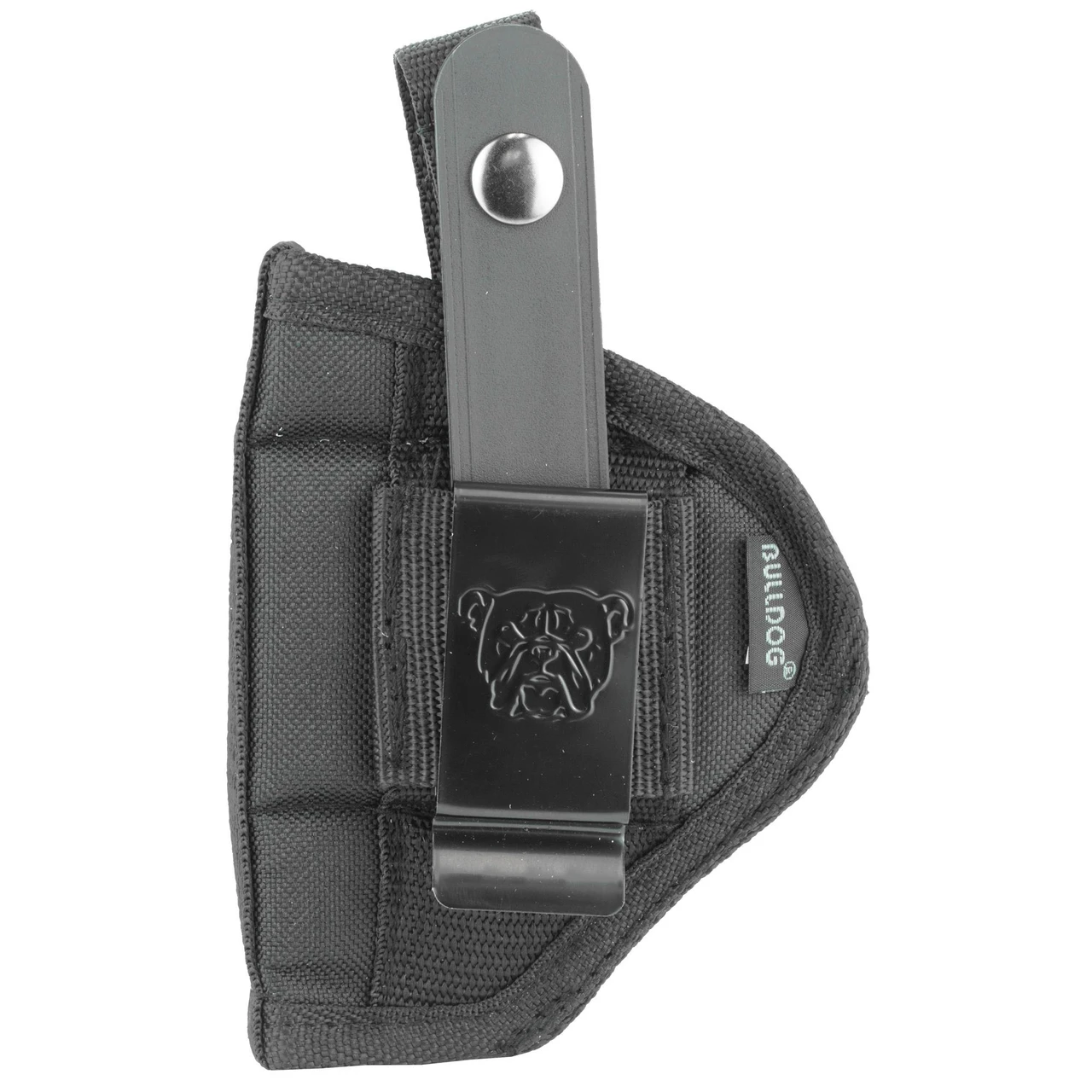 Bulldog Cases FSN-2, tactical nylon magazine pouch with belt clip and Bulldog logo.