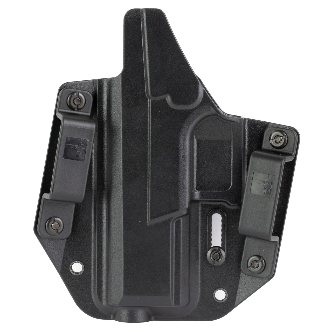 Bravo Concealment BC10-1024 Adaptive OWB Holster, a black, durable outside the waistband concealed carry holster with adjustable cant for optimal comfort and concealment.