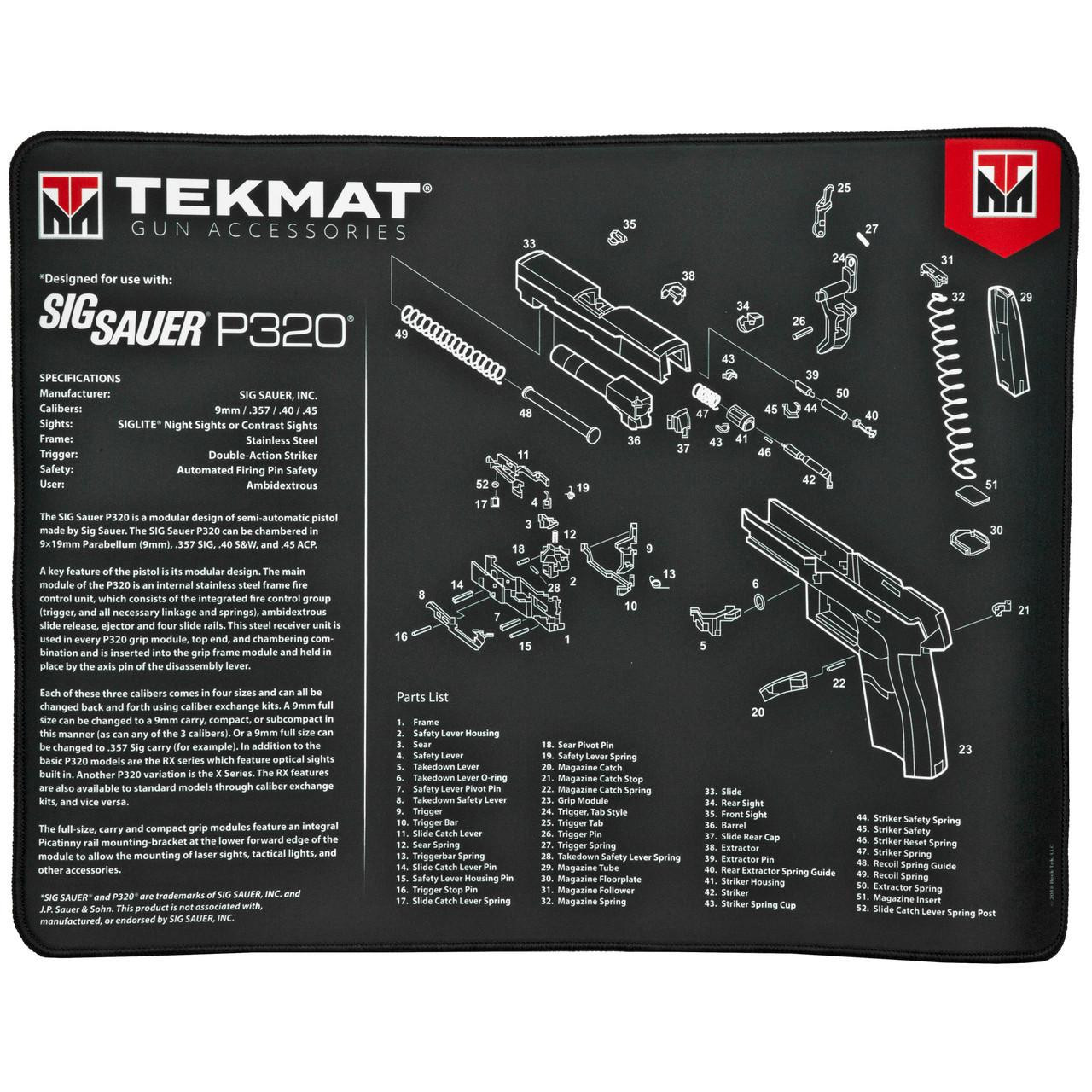 TekMat TEK-R20-SIGP320 TEKMAT ULTRA PSTL MAT SIG P320 BLK TEKR20-SIGP320
