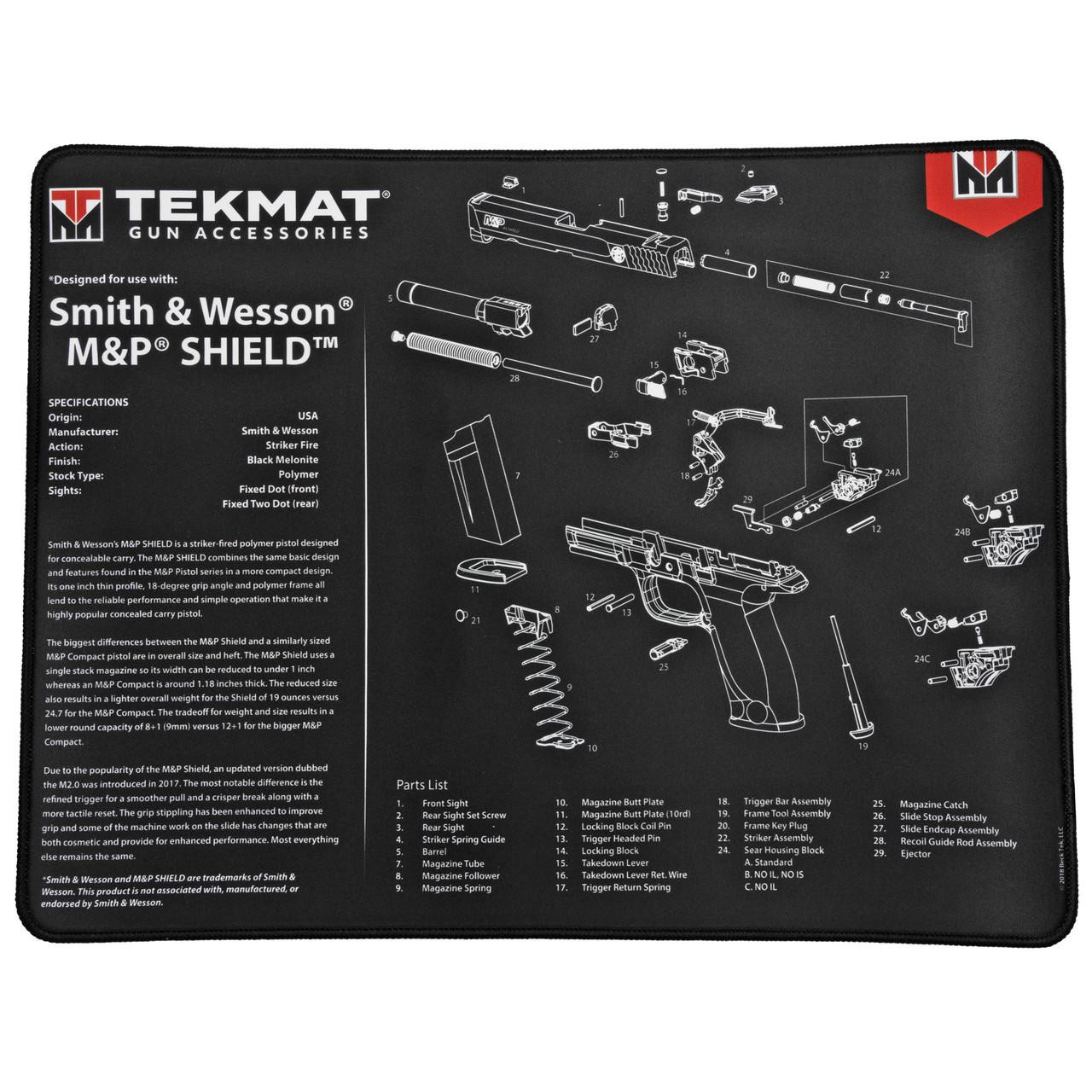 TekMat TEK-R20-SW-MP-SHIELD TEKMAT ULTRA PSTL MAT S&W SHIELD BLK TEKR20-SW-MP-SHIELD