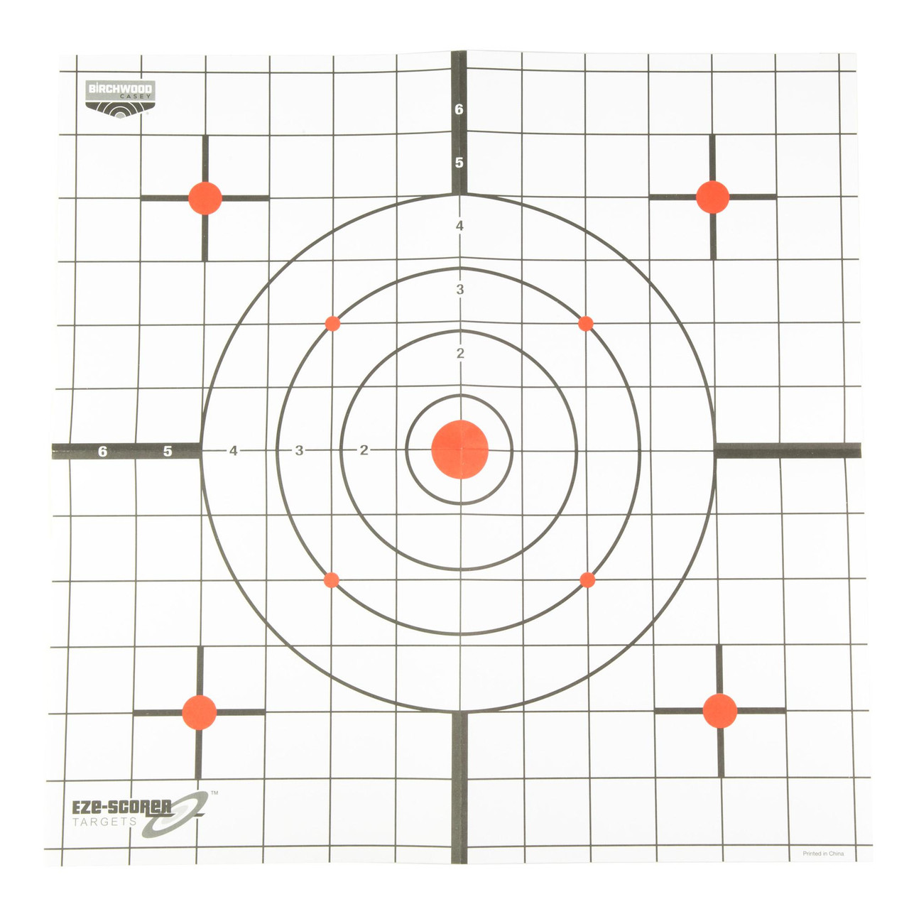 Birchwood Casey BC-37216T - Premium Heat Signature Detection Targets for Accurate Shooting Practice, a target paper with heat-sensitive zones highlighted in red indicating bullet impact points.